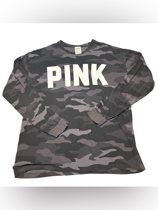 PINK Victoria's Secret Tops - PINK Victoria's Secret Gray and Black Camo Long Sleeve Women’s Medium